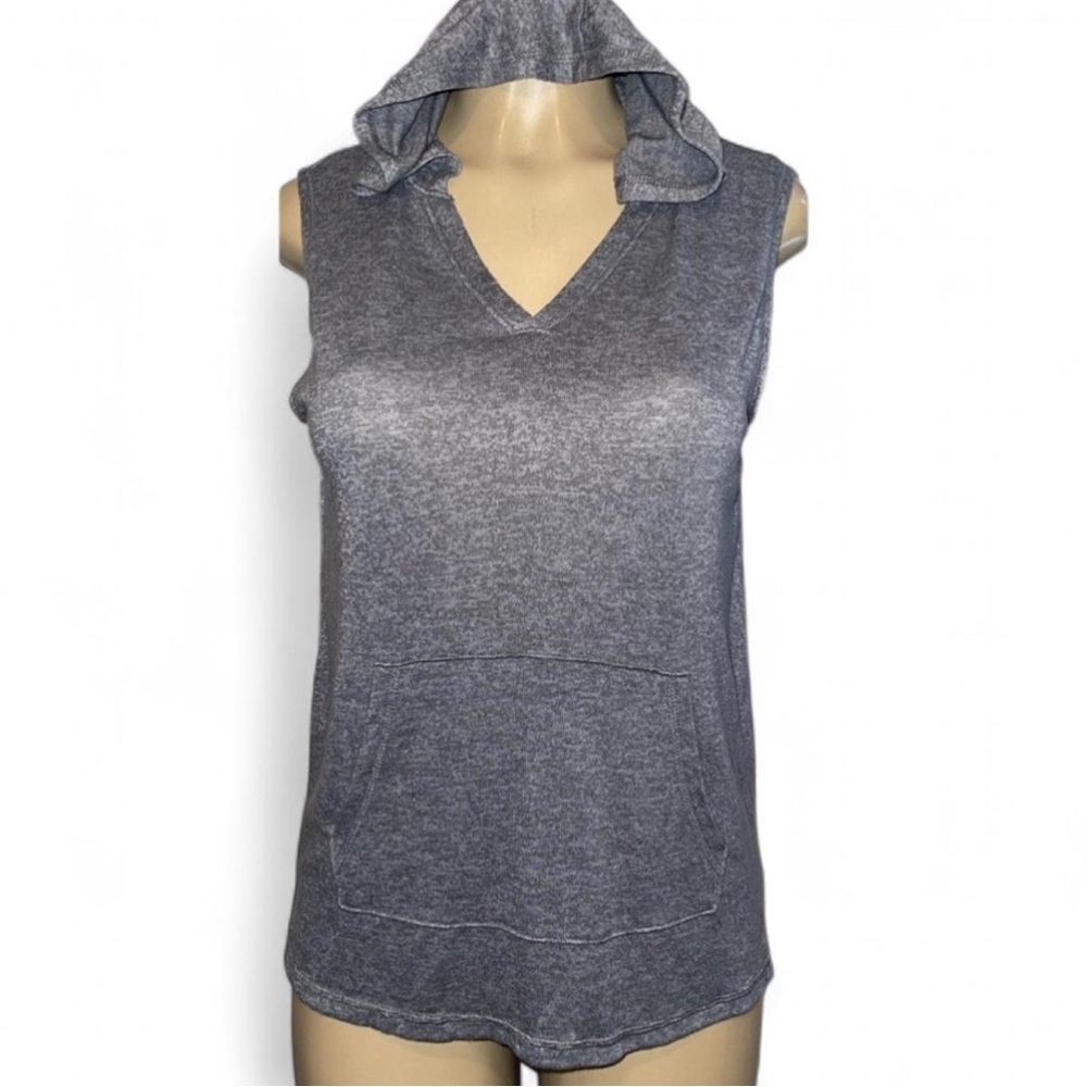 Danskin Now Women’s Active Sleeveless Hoodie Heather Gray Small
